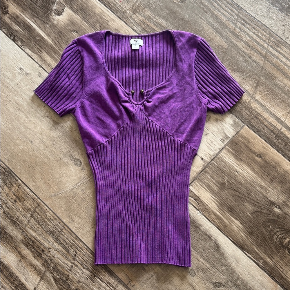 Y2K worthington purple ribbed top
